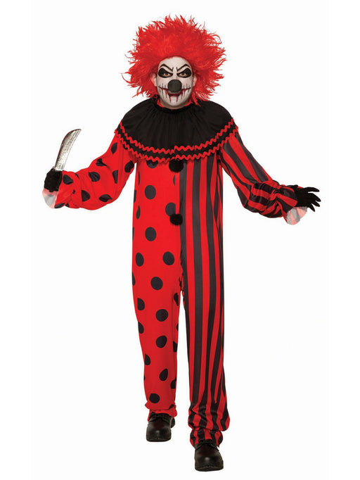 Men's Red and Black Evil Clown Costume - costumesupercenter.com