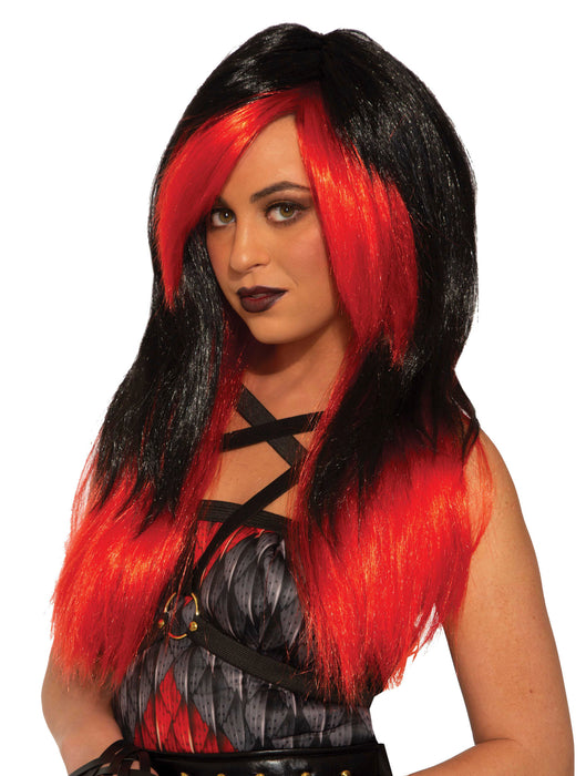 Demon Mistress Wig - Red/Black - costumesupercenter.com