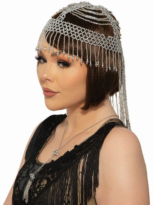 Roaring 20's Silver Beaded Headpiece - costumesupercenter.com