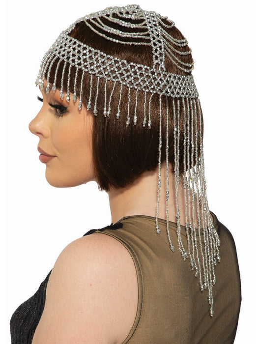 Roaring 20's Silver Beaded Headpiece - costumesupercenter.com