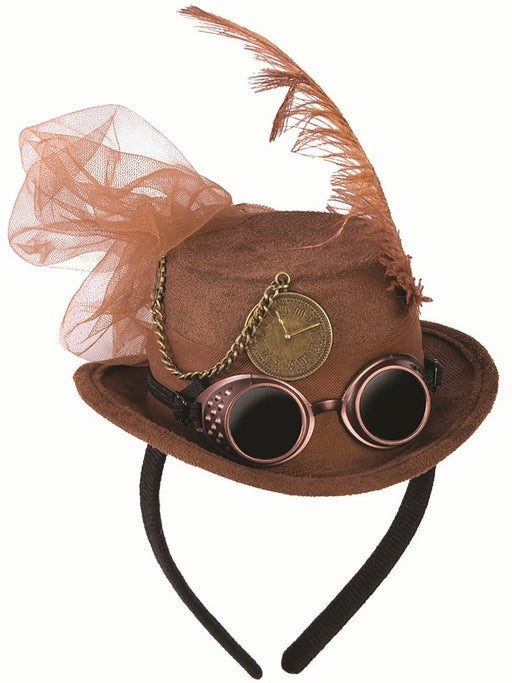Adult Mini Brown Steampunk Top Hat - costumesupercenter.com