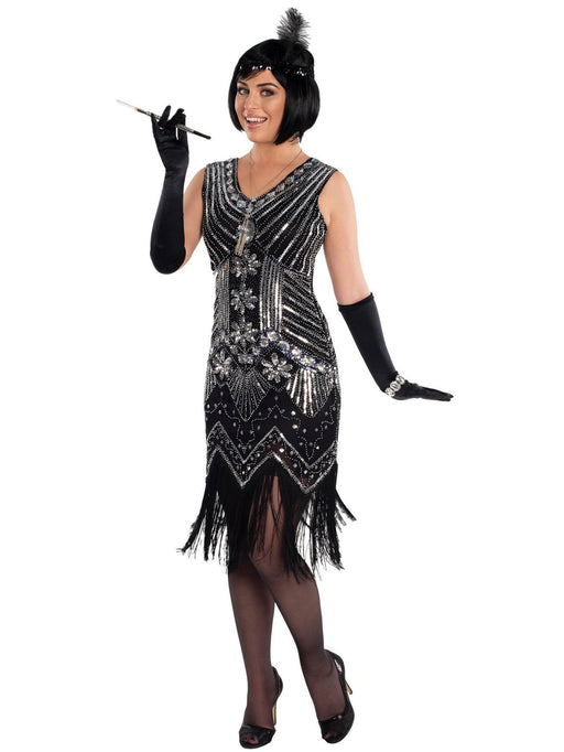 Women's Silver Star Flapper Costume - costumesupercenter.com