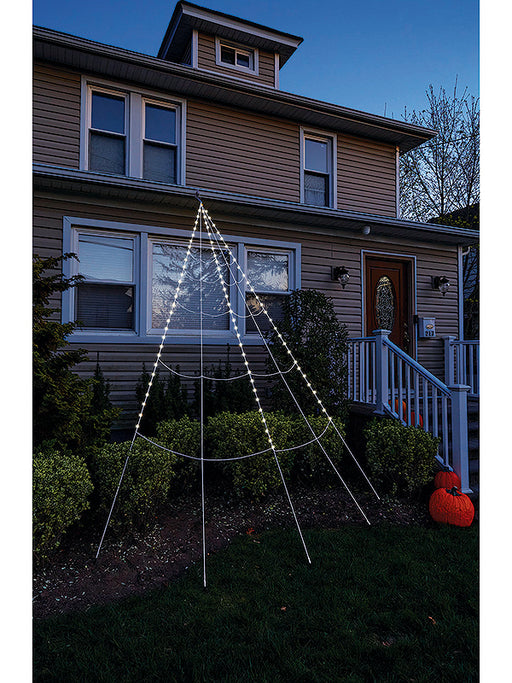 12 Foot White Light Up LED Spider Web Yard Decoration - costumesupercenter.com