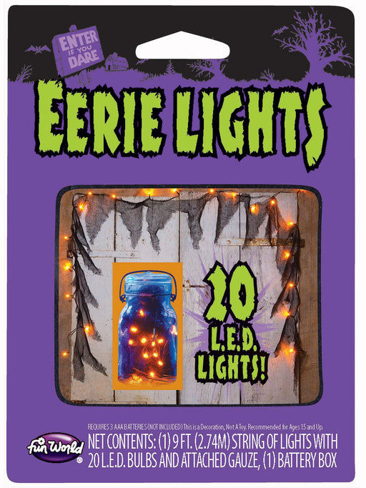 9 Foot Orange LED String Lights with Gauze - costumesupercenter.com