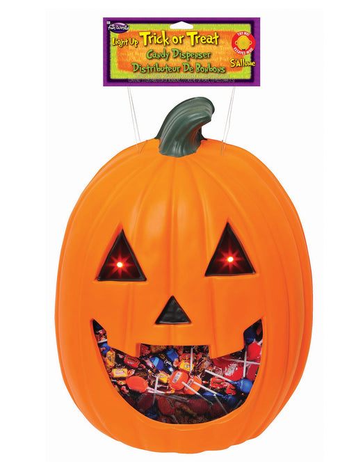 18-inch Pumpkin Light Up Hanging Candy Dispenser - costumesupercenter.com