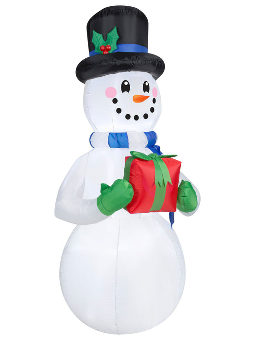 Snowman Holding Gifts Inflatable Airblown Decor - costumesupercenter.com