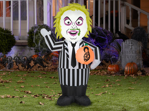 3.5 Foot Beetlejuice Light Up Halloween Inflatable Lawn Decoration - costumesupercenter.com