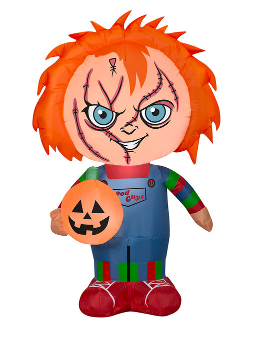 3.5 Foot Child's Play Chucky Light Up Halloween Inflatable Lawn Decoration - costumesupercenter.com