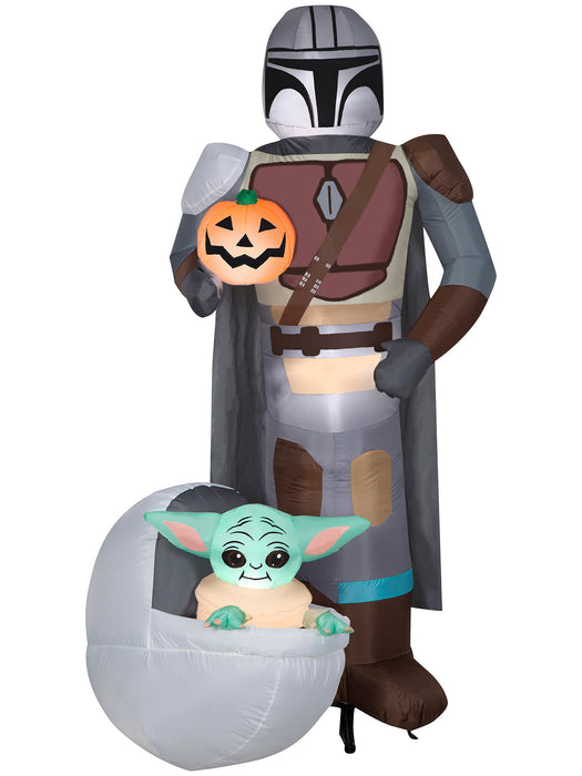6.5 Ft. Airblown Inflatable Star Wars The Child & Mandalorian - costumesupercenter.com