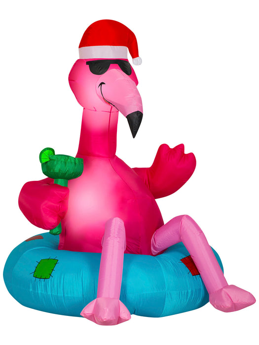 5 Ft. Airblown Inflatable Christmas Tubing Flamingo - costumesupercenter.com
