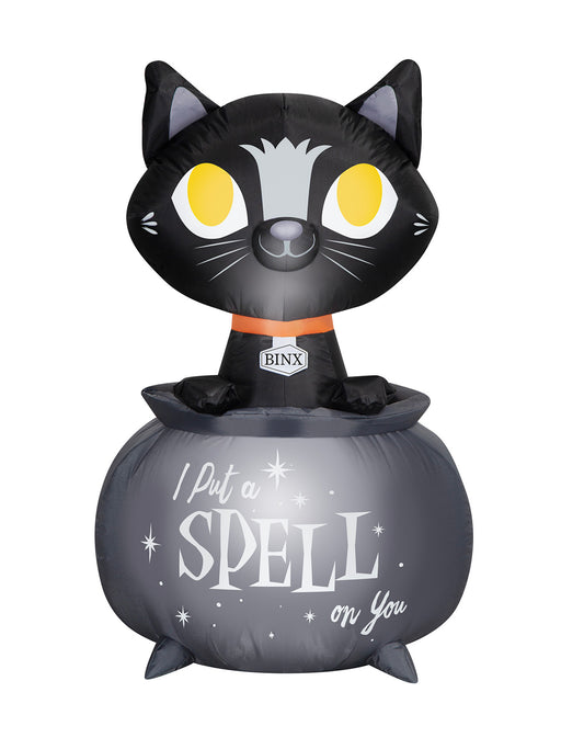 3.5 Foot Hocus Pocus Binx in Cauldron Light Up Halloween Inflatable Lawn Decoration - costumesupercenter.com