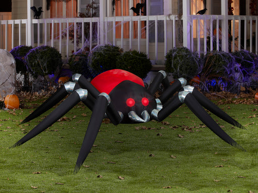 14.5 Foot Black and Red Spider Fire and Ice Projection Light Up Halloween Inflatable Lawn Decoration - costumesupercenter.com
