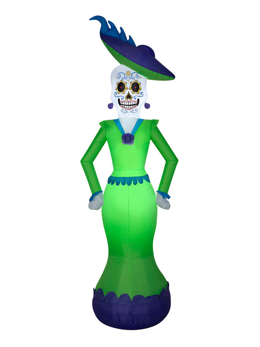7 Foot Day of the Dead Lady Light Up Halloween Inflatable Lawn Decoration - costumesupercenter.com