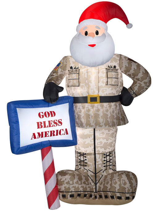 Military Santa Inflatable Airblown Decor - costumesupercenter.com