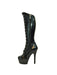 Black 6 Below the Knee Platform Heels with Lace-Up Boot - costumesupercenter.com