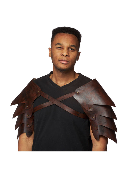 Leathery Shoulder Armor Accessory - costumesupercenter.com