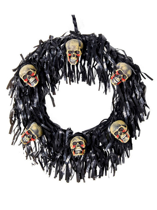 6 Bloody Mini Skull Wreath Halloween Decoration - costumesupercenter.com