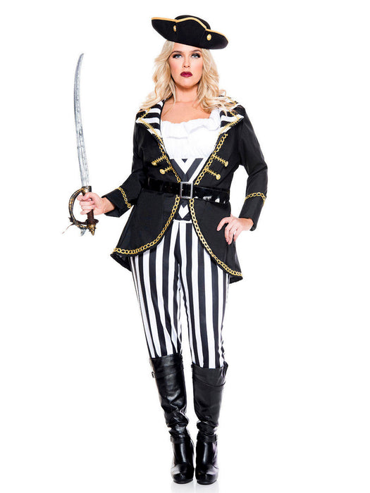 High Seas Pirate Captain - Womens Sexy Plus Size Costume - costumesupercenter.com