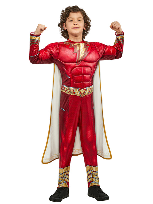 Boys' DC Comics Shazam Fury of Gods Shazam Padded Jumpsuit Costume - costumesupercenter.com