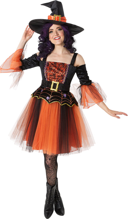 Women's Black and Orange Enchanted Witch Costume - costumesupercenter.com