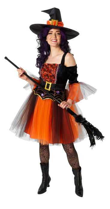 Women's Black and Orange Enchanted Witch Costume - costumesupercenter.com