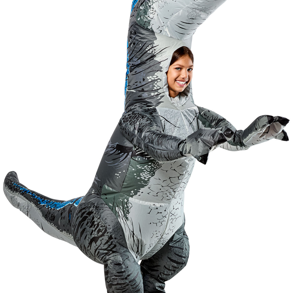Kids Velociraptor Costume Jumpsuit - Dinosaur Halloween Costume With Hood & Shoe Covers, Unisex - View #6