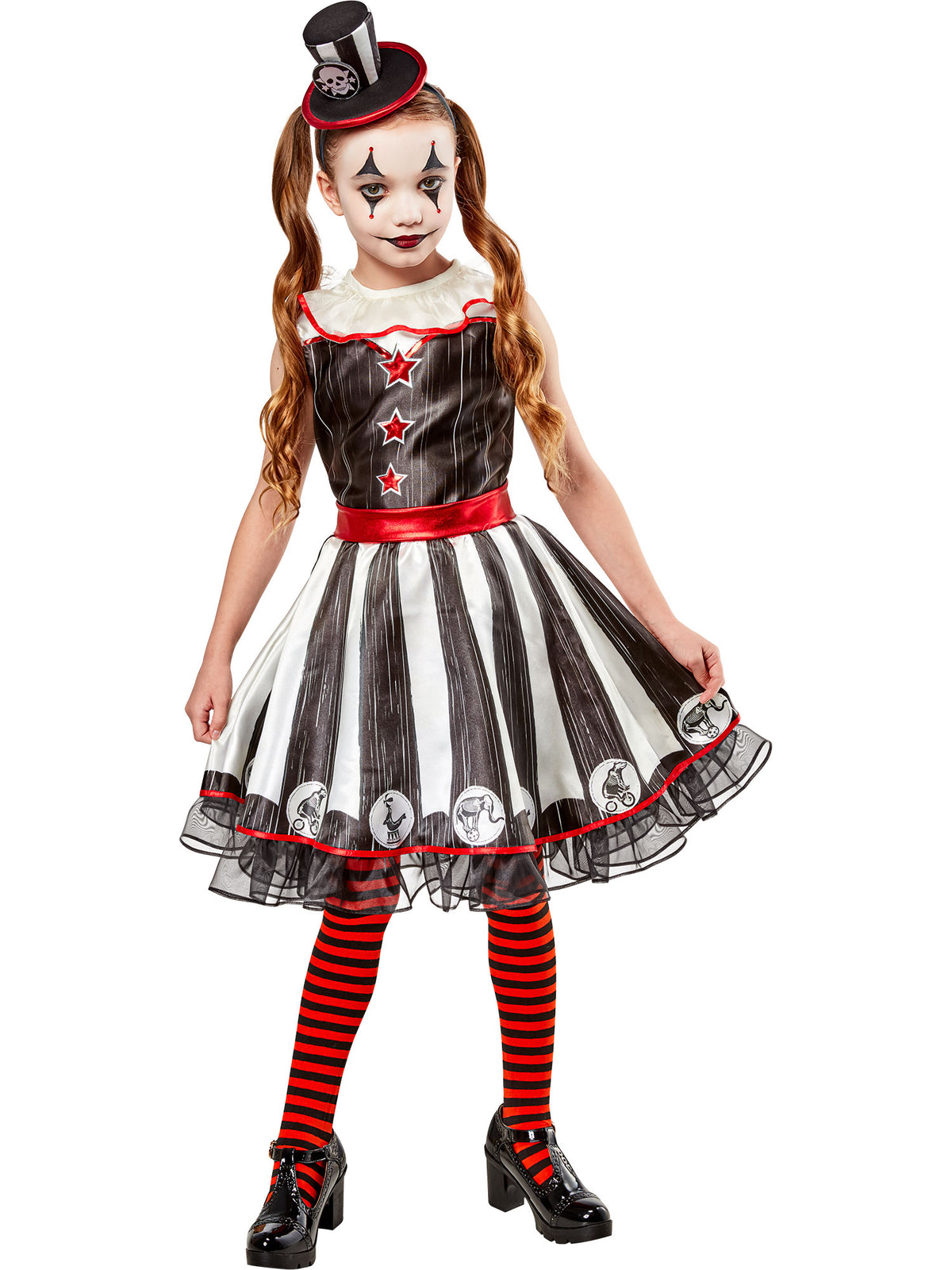 Girls' Vintage Silly Stripe Circus Clown Costume  Costume Super Center