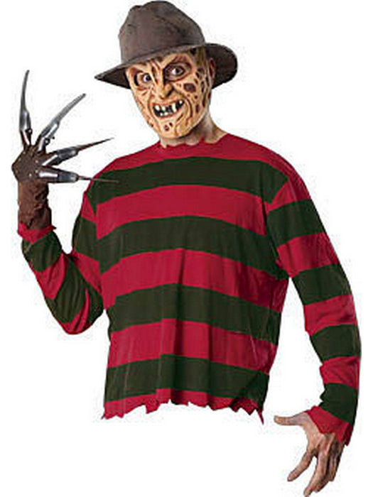 Adult A Nightmare on Elm Street Freddy Krueger Shirt, Hat, Mask and Glove - costumesupercenter.com
