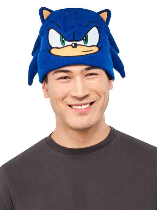 Adult Blue Knit Sonic Hat - costumesupercenter.com