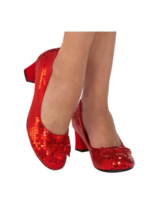 Adult Red Sequin Dorothy Heeled Shoes - costumesupercenter.com