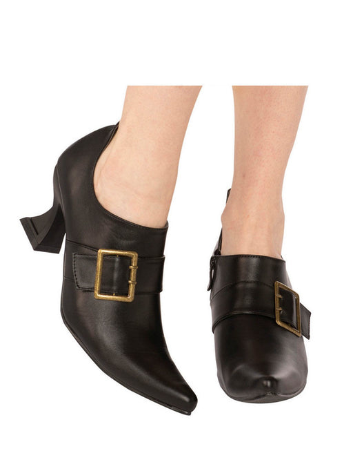 Adult Black Witch Heeled Shoes - costumesupercenter.com