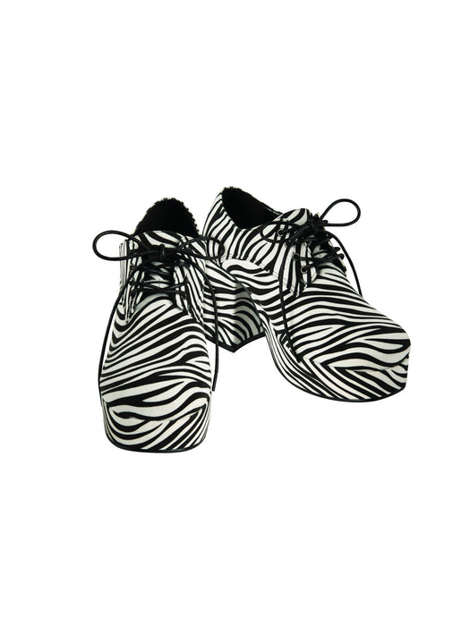 Zebra Pimp Platform Shoes for Men - costumesupercenter.com