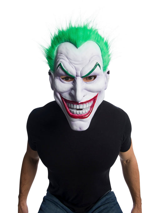 Adult Batman Grinning Joker Mask with Plush Hair - costumesupercenter.com