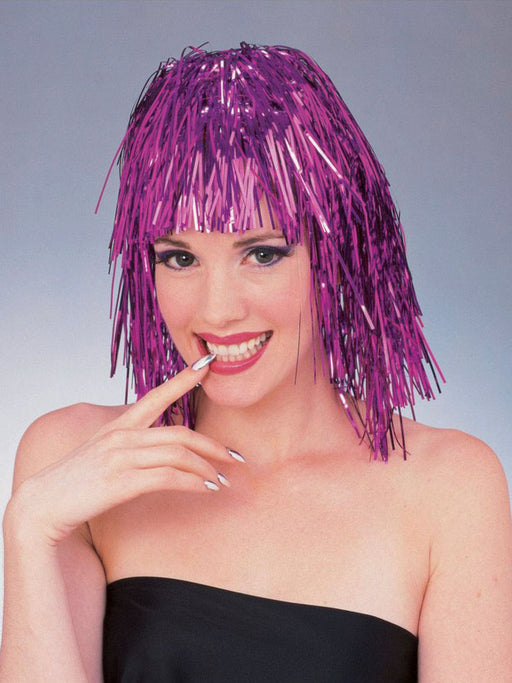 Tinsel Wig - Purple - costumesupercenter.com
