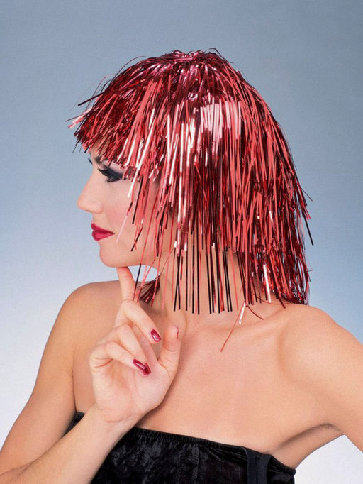 Tinsel Wig - Red - costumesupercenter.com