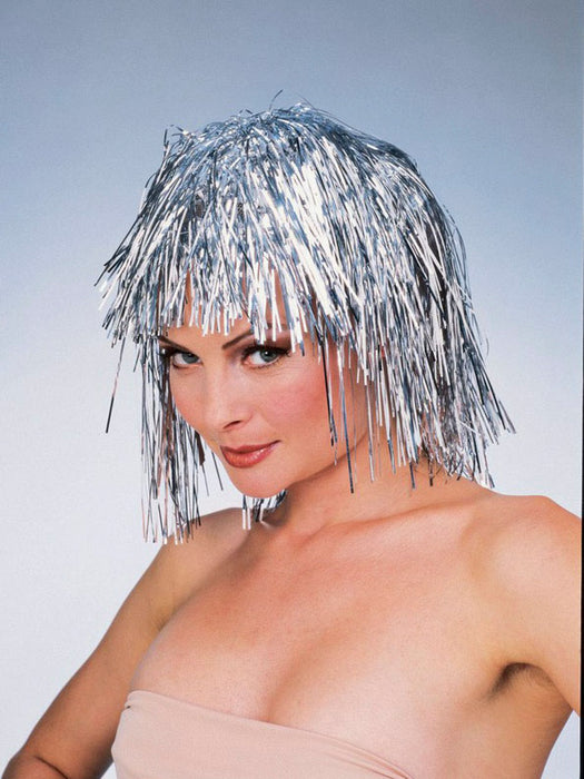 Tinsel Wig - Silver - costumesupercenter.com