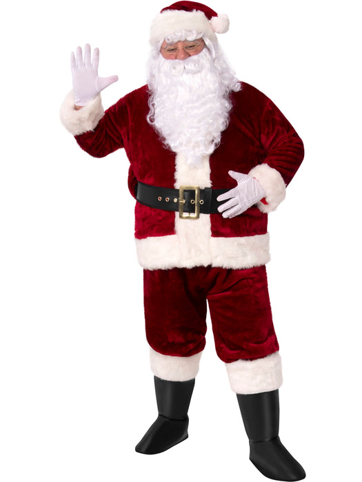 Santa Suit Crimson Imperial Plush Adult Costume - costumesupercenter.com