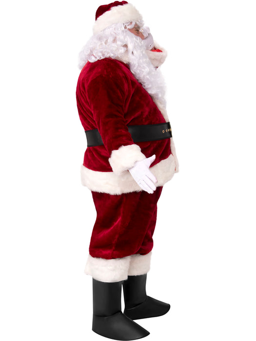 Santa Suit Crimson Imperial Plush Adult Costume - costumesupercenter.com
