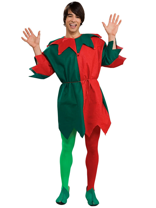 Adult Red and Green Elf Tunic - costumesupercenter.com