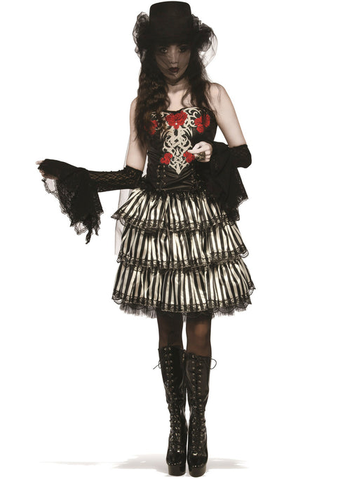 Womens Striped Ruffle Skirt - costumesupercenter.com