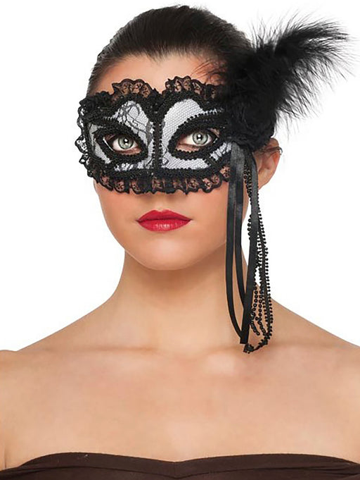 Adult White Lace Mask - costumesupercenter.com