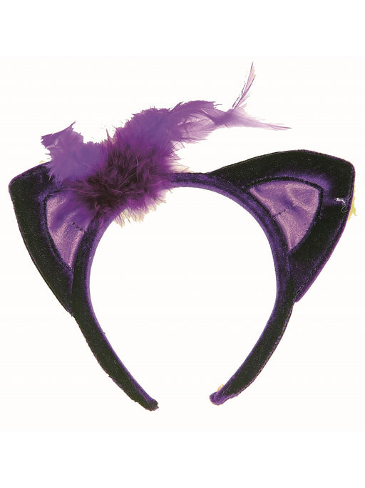 Adult Purple Velvet Cat Ears Accessory - costumesupercenter.com