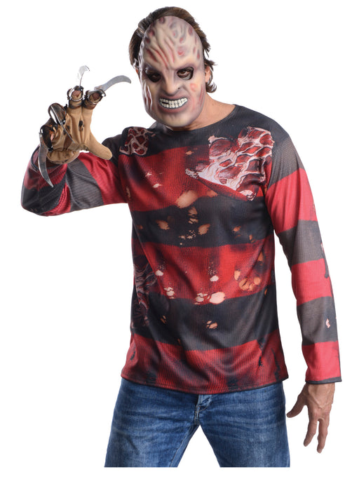 Adult A Nightmare on Elm Street Freddy Krueger Printed Shirt Costume Kit - costumesupercenter.com