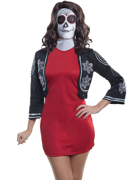 Adult Day Of The Dead Mask W/Wig - costumesupercenter.com