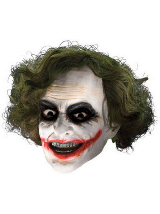 Men's The Dark Knight Joker ¾ Vinyl Mask with Hair - costumesupercenter.com