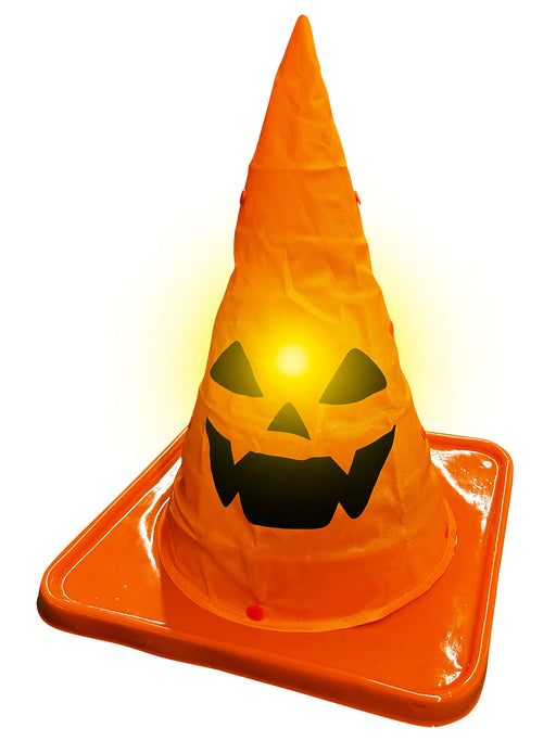 14-inch Trick or Treat Light Up Collapsable Traffic Cone - costumesupercenter.com