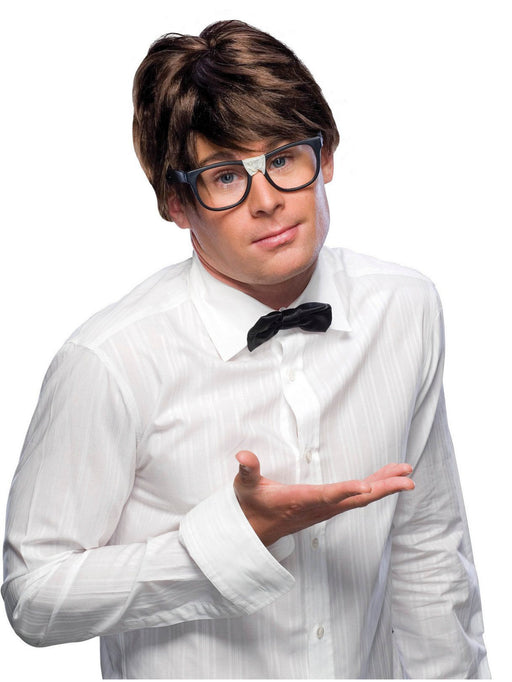 Men's Short Brown Nerd Wig - costumesupercenter.com