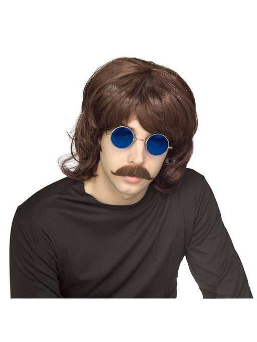 Men's Brown Groovy 1970's Wig - costumesupercenter.com