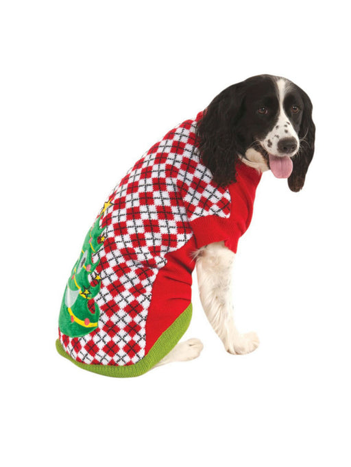 Ugly Christmas Sweater With Trees Classic Pet Costume - costumesupercenter.com
