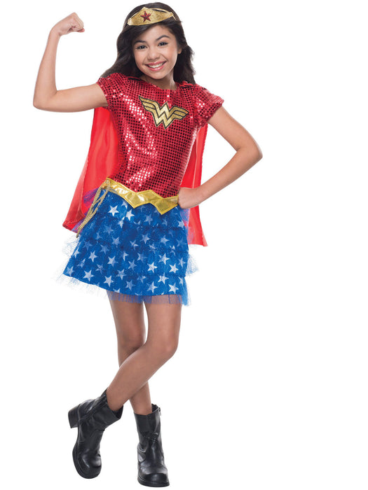 Girls Wonder Woman Sequin Costume - costumesupercenter.com